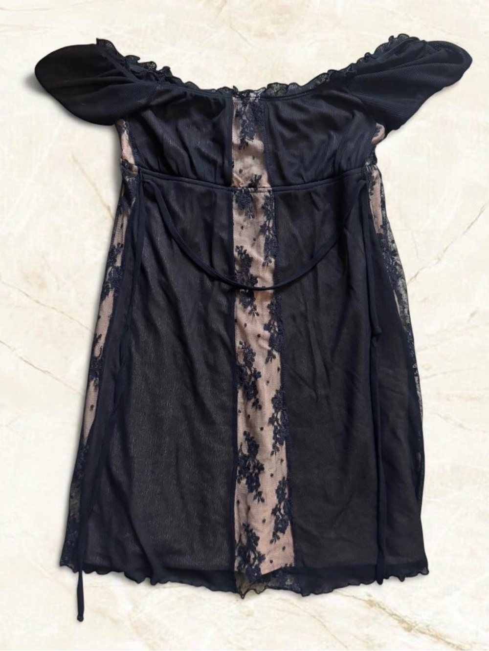 Vintage Late 90’s Y2K BeBe Whimsygoth Mesh Lace Mini Dress Made in the USA - S